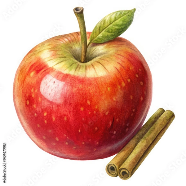 Obraz apple with cinnamon on white background