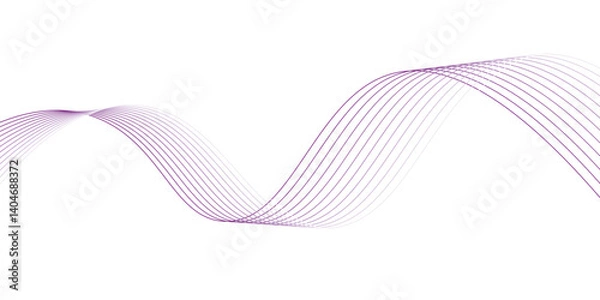 Fototapeta Abstract purple wave element for design. Modern abstract glowing wave background. Dynamic flowing wave lines design element.