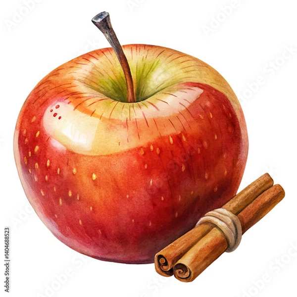 Fototapeta apple with cinnamon on white background