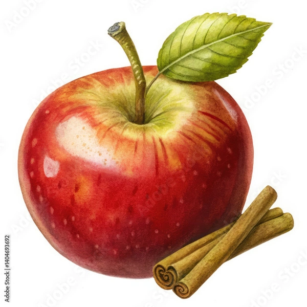 Obraz apple with cinnamon on white background