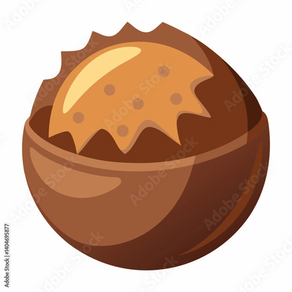 Fototapeta Nut shell isolated on a white background, showcasing its textured surface and natural color variations.
