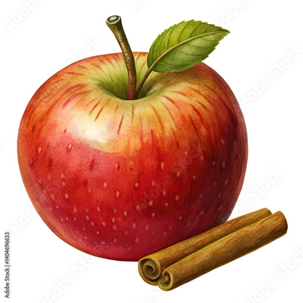 Obraz apple with cinnamon on white background