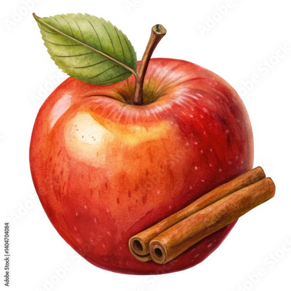 Obraz apple with cinnamon on white background