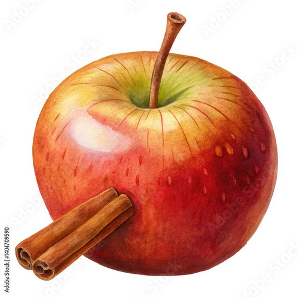 Obraz apple with cinnamon on white background