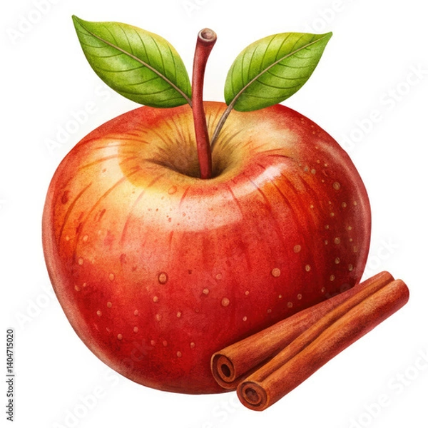 Obraz apple with cinnamon on white background