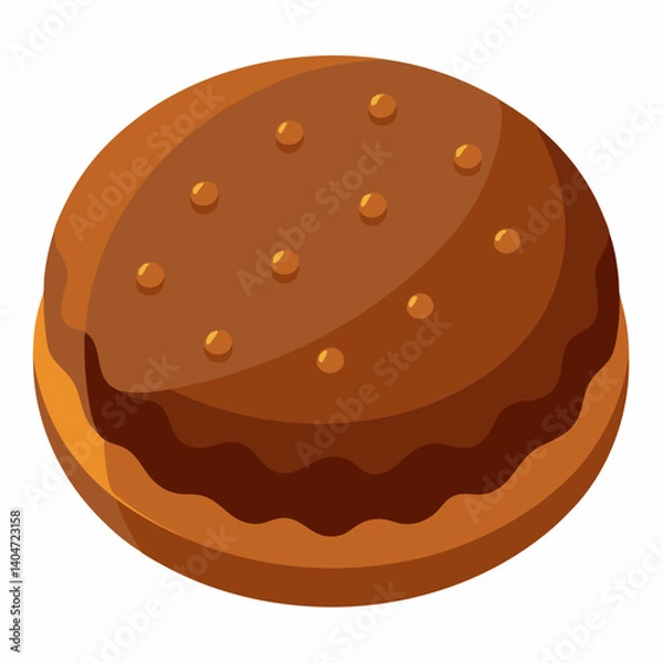 Fototapeta Chocolate hamburger on a white background, featuring layers of chocolate patty, cream filling, and a cookie bun.