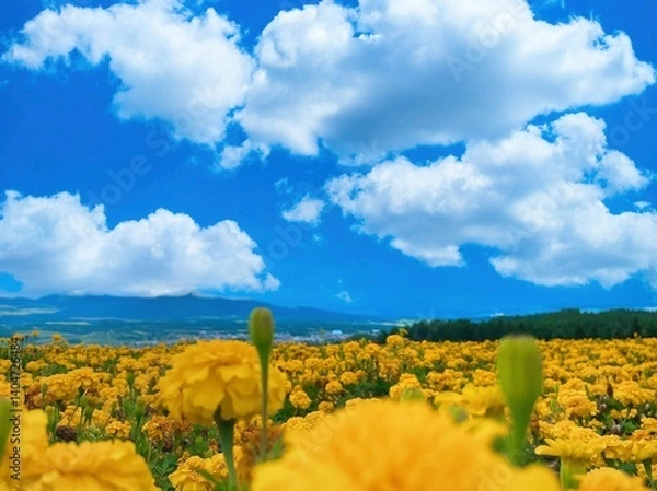 Fototapeta 黄色いカーネーション畑