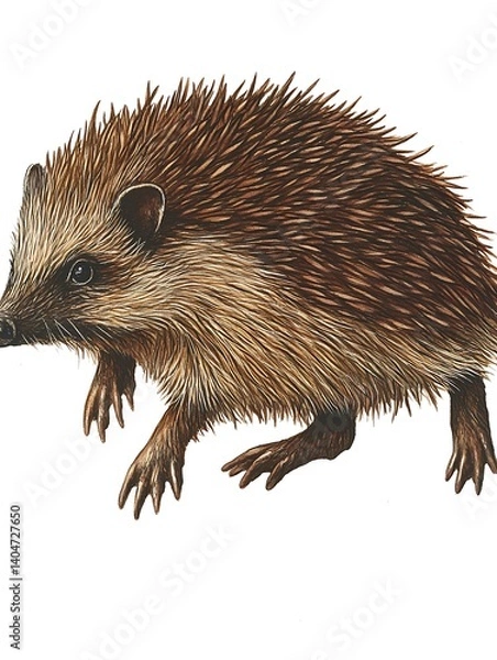 Fototapeta Hedgehog Profile, Studio Shot, White Background