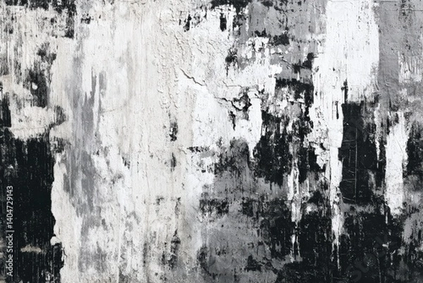 Obraz Captivating grayscale wall art with layers of weathered textures, revealing a blend of monochrome tones, offering a minimalist yet impactful aesthetic. 