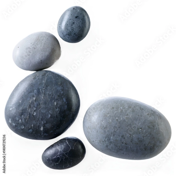 Obraz loating Smooth Gray Pebbles – Repeating Zen Stones on Transparent