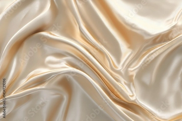Obraz Luxurious beige silk fabric with flowing, elegant folds, and gentle shadows, offering a sense of opulence, and softness.
