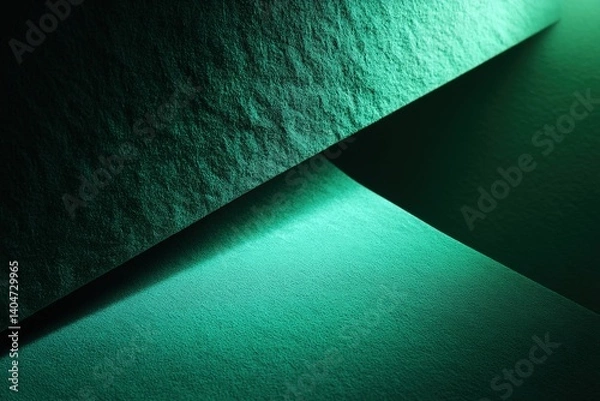 Obraz Abstract photo of vibrant emerald green color, illuminated by a soft spotlight, a contemporary composition with intersecting planes and shadows creating a captivating visual.