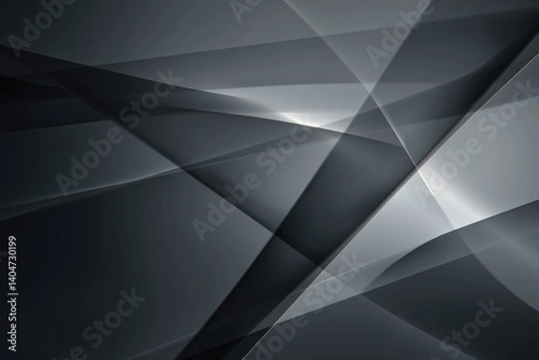 Obraz An abstract composition of overlapping shapes and lines in shades of gray, creating a dynamic and modern visual.