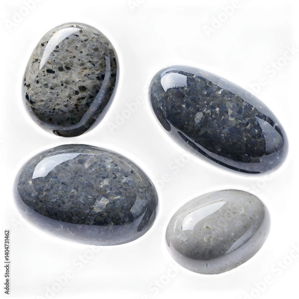 Obraz loating Smooth Gray Pebbles – Repeating Zen Stones on Transparent