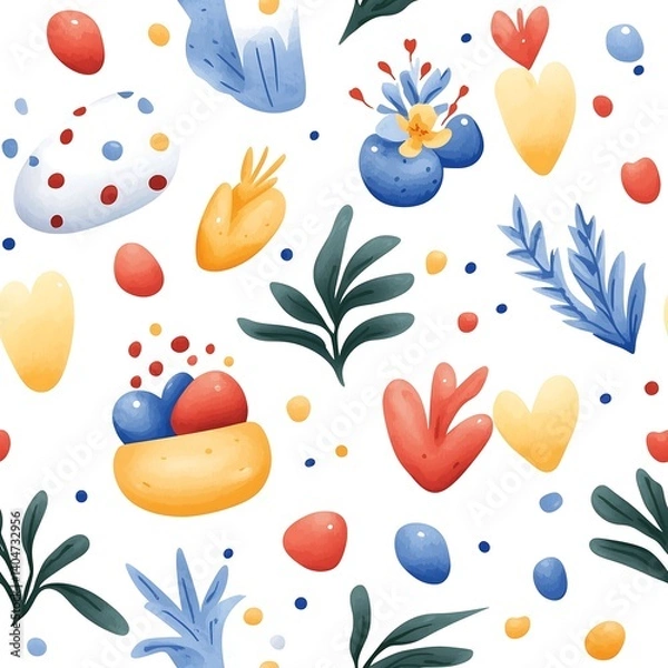 Obraz Whimsical Easter Floral Seamless Pattern