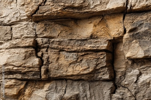 Obraz A captivating close-up of weathered rock layers, showcasing a mesmerizing display of natural textures and colors.