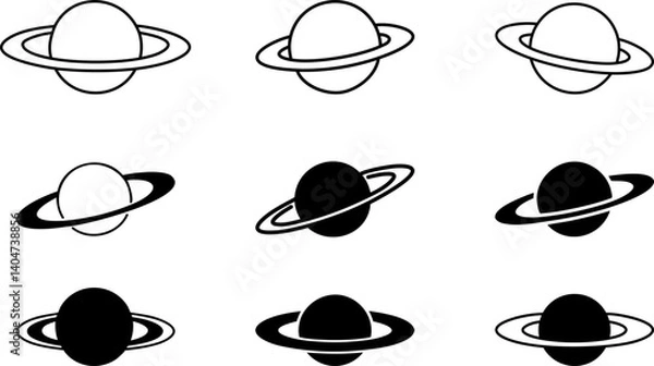 Obraz saturn planet icon set silhouette