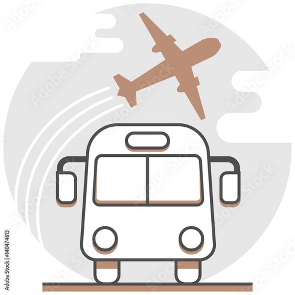 Fototapeta Airport Shuttle Service - Infographic Icon Elements from Hotel Services Set. Flat Thin Line Icon Pictogram for Website and Mobile Application Graphics.
