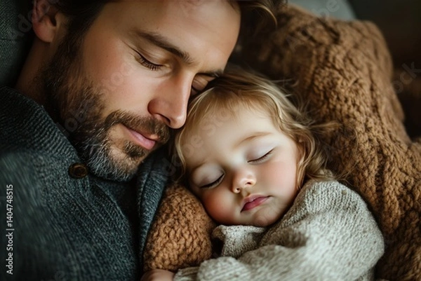 Fototapeta The emotional connection between parents and children. Generative AI