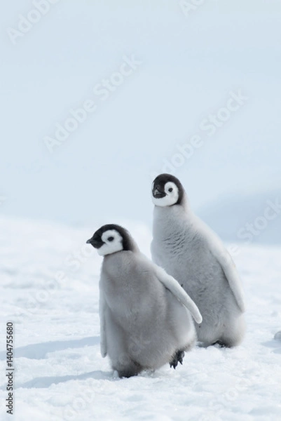 Obraz Two Emperor Penguins chicks in Antarctica