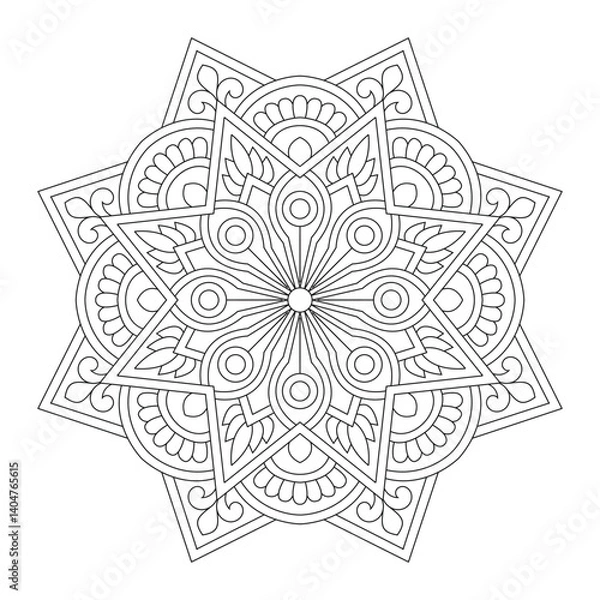 Obraz Circular pattern in the form of a mandala colouring book page, vector file
