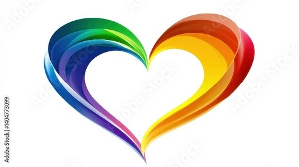 Obraz Vibrant Heart Shape with Colorful Swirls in Rainbow Colors for Design and Art Projects