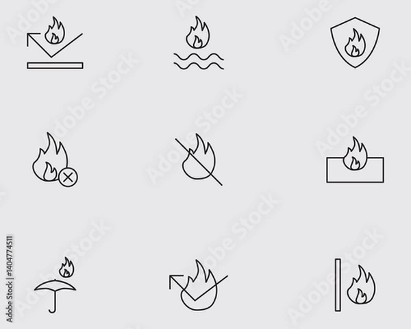 Fototapeta fire resistant outline icon symbol.fireproof protection thin line icons isolated on background