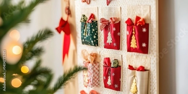 Obraz A close-up of a beautifully decorated Advent calendar 