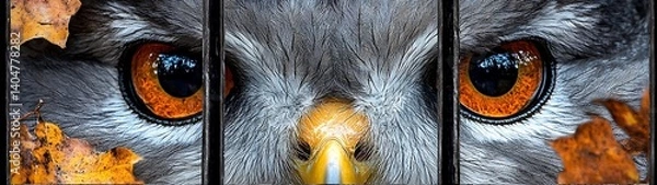 Fototapeta Eagle Eyes Through Bars
