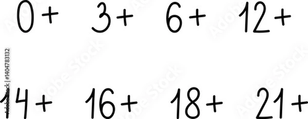 Obraz Age limit hand drawn icons set. 0 - 21 years
