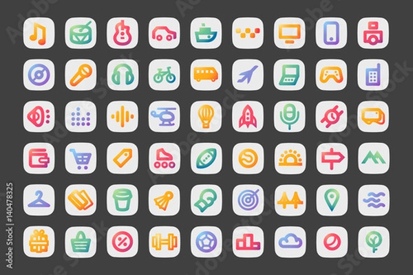 Fototapeta Simple modern colorful icons. Various theme sign big set.