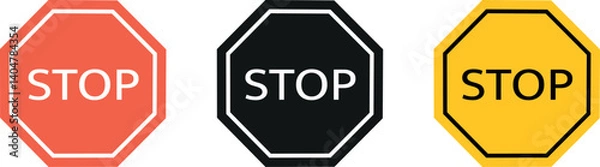 Obraz Icon stop vector set, stop traffic sign, EPS10