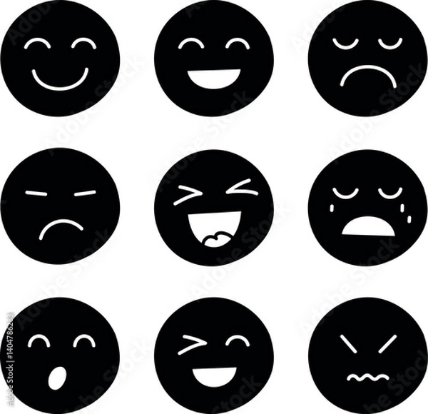 Obraz Set of smiles with emotions, hand drawn collection