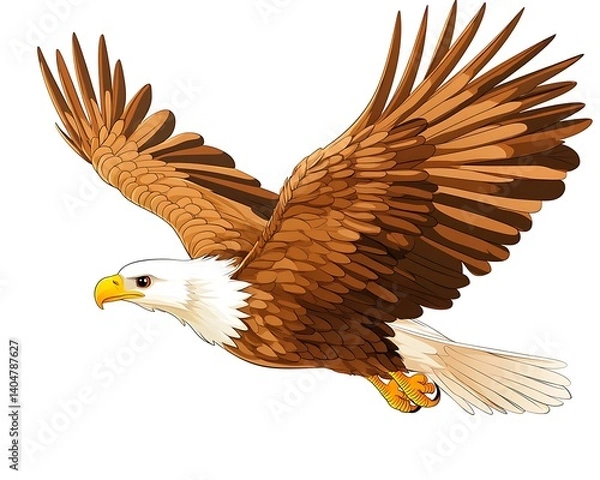 Fototapeta Eagle in flight, white background