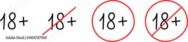 Obraz 18 plus only icon. Age limit under 18 year sign