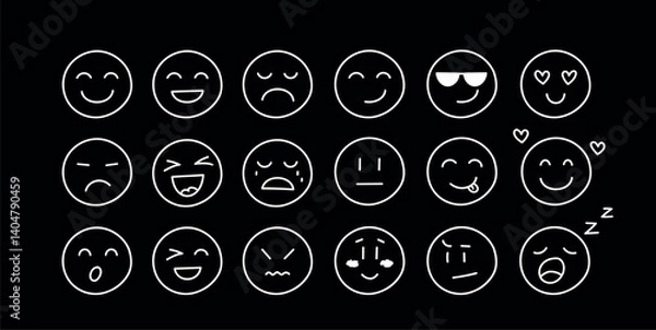 Obraz Set of smiles with emotions, hand drawn collection