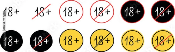 Obraz 18 plus only icon. Age limit under 18 year sign