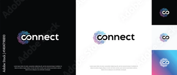 Fototapeta Technology connection logo design. Technology connection logo template. Technology logo symbol icon	