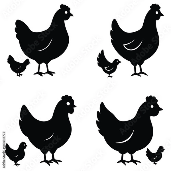 Fototapeta Chicken Vector Silhouetted Bundle Set Collection