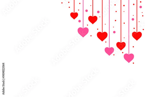 Fototapeta Beautiful background design concept of pink and red hearts isolated on a corner - vector illustration