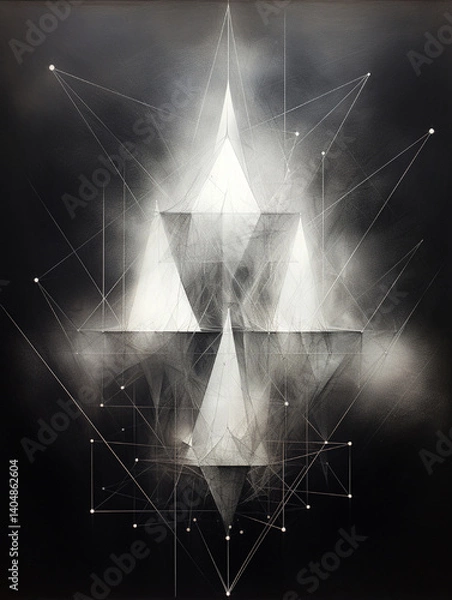 Obraz Glowing star network design illuminates a digital abstract space