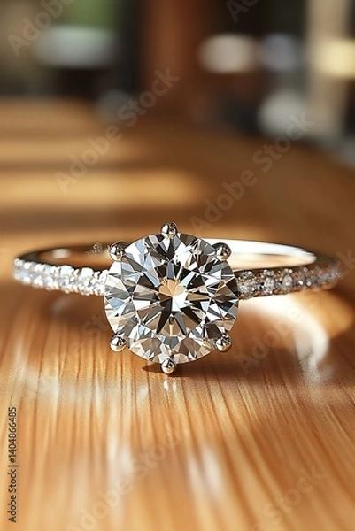 Obraz Diamond ring on wood display