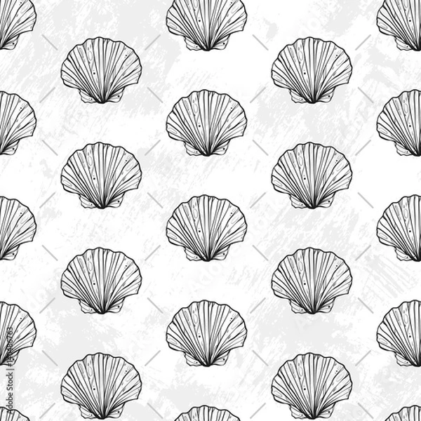 Fototapeta Seamless texture with shells. Marine theme. Repeated pattern. Background for your blog. Great textures for your design.