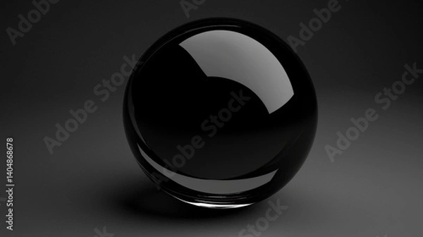 Obraz A shiny black sphere with a reflective surface.