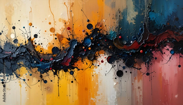 Obraz Abstract Expressionist Splatter Painting with Vibrant Colors