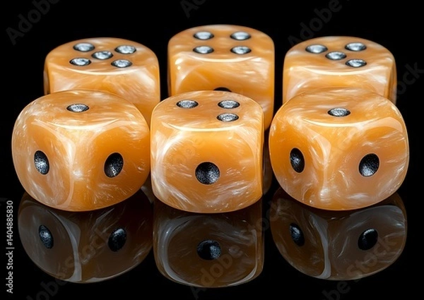 Obraz Dice on black background reflection