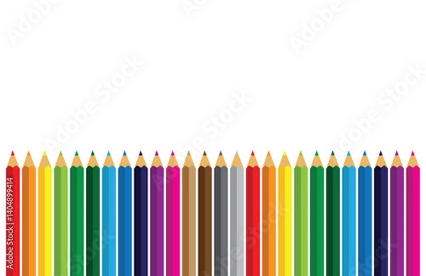 Fototapeta Colour pencils on white background, Back to school,  Vector illustration