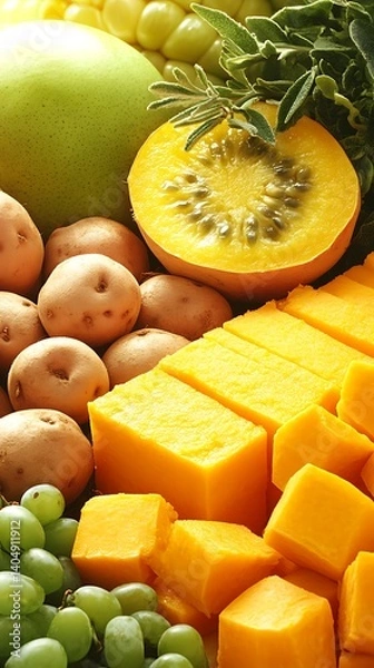 Fototapeta Fresh fruits and vegetables display