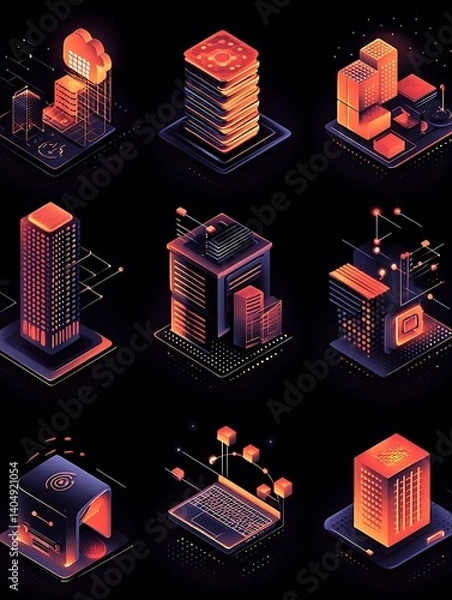 Obraz Digital City Isometric Illustration