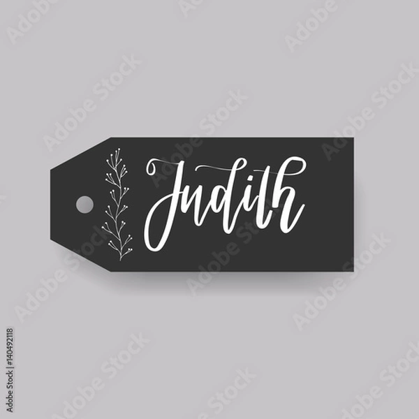 Fototapeta Common female first name Doris on a tag. Hand drawn calligraphy. Wedding typography element.